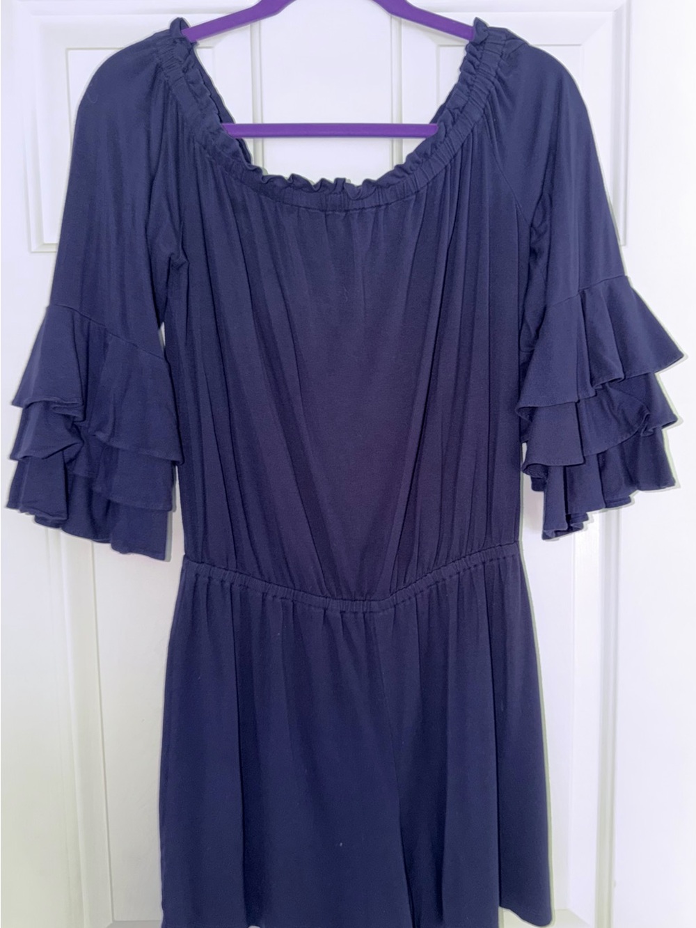 Lilly Pulitzer Lana Skort Romper Navy Romper Ruffled Short Sleeve Medium